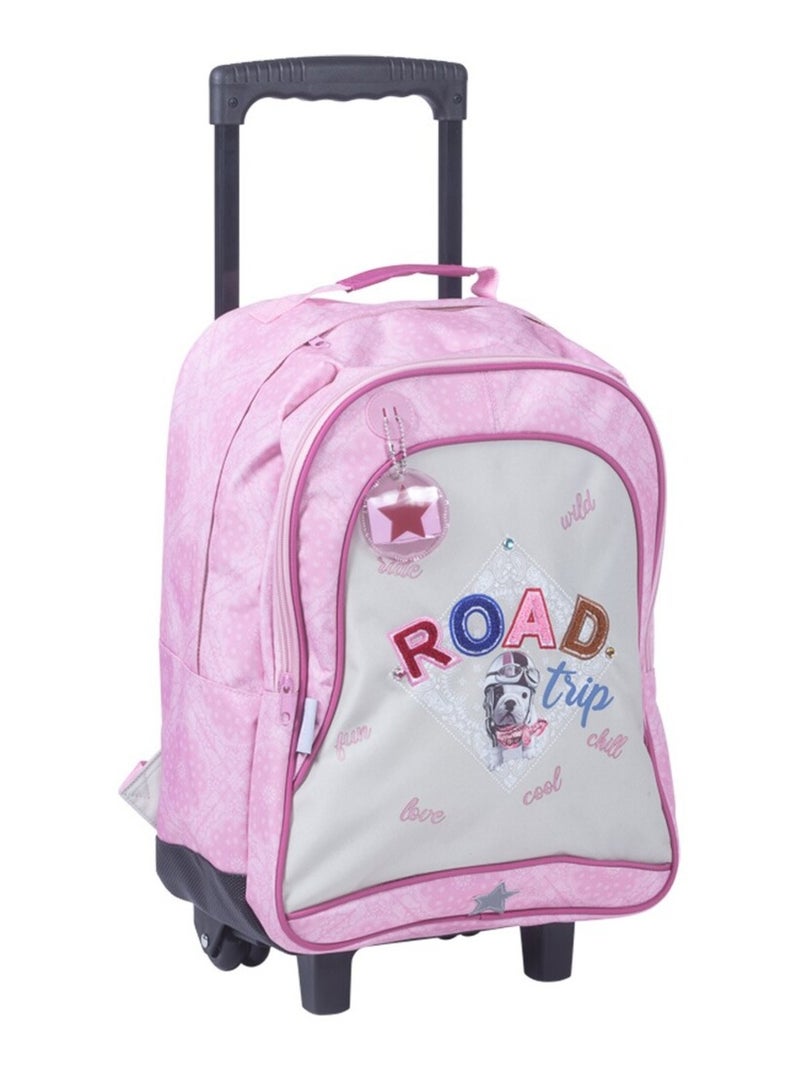 Sac à dos à roulettes Teo Jasmin 43 CM Haut de gamme (Racing) Rose - Kiabi