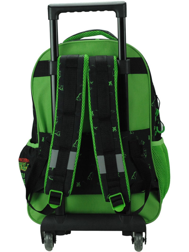 Sac à Dos à Roulettes Tortue Ninja Bros 46 CM - 2 compartiments Noir Vert - Kiabi