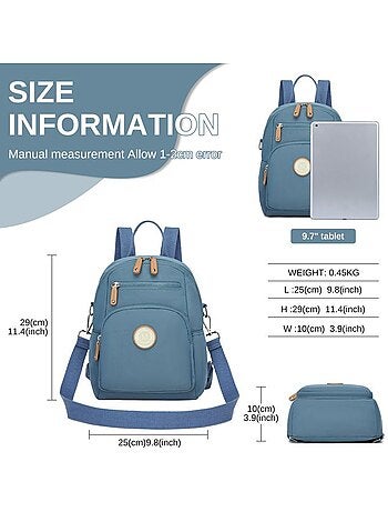 Sac à dos antivol polyester résistant compatible a4 29x25x10 cm - miss lulu
