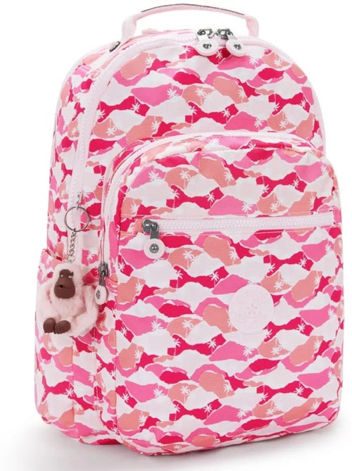 Sac à Dos avec poche pour ordinateur Kipling Seoul Lap 44 CM - Coloris Pink Palm - Kiabi