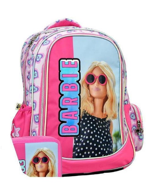 Sac à dos Barbie en tissu synthétique brillant à motif cœur - Kiabi