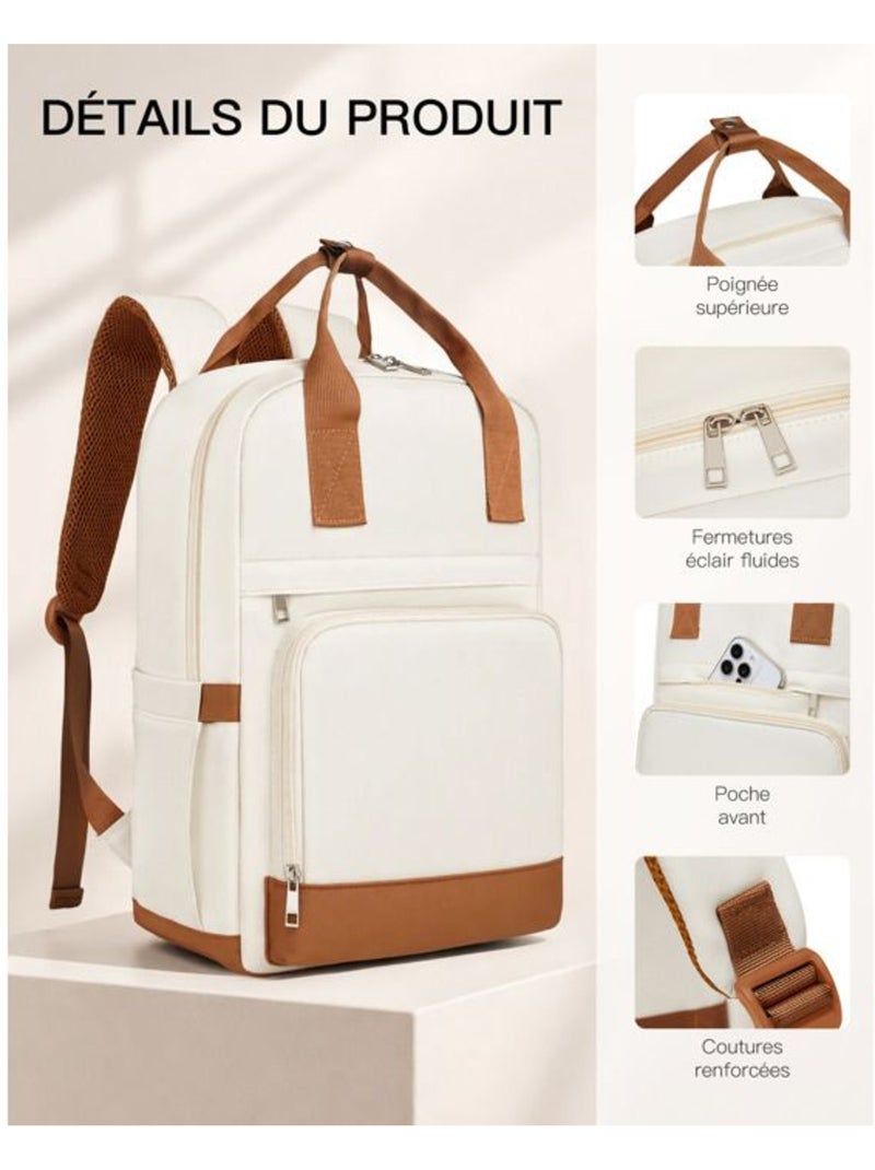 Sac à dos cabine 17 l - 41x29x15 cm compatible ryanair, pour ordinateur - kono Blanc - Kiabi