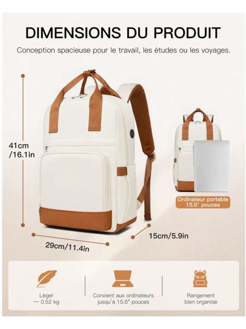 Sac à dos cabine 17 l - 41x29x15 cm compatible ryanair, pour ordinateur - kono Blanc - Kiabi