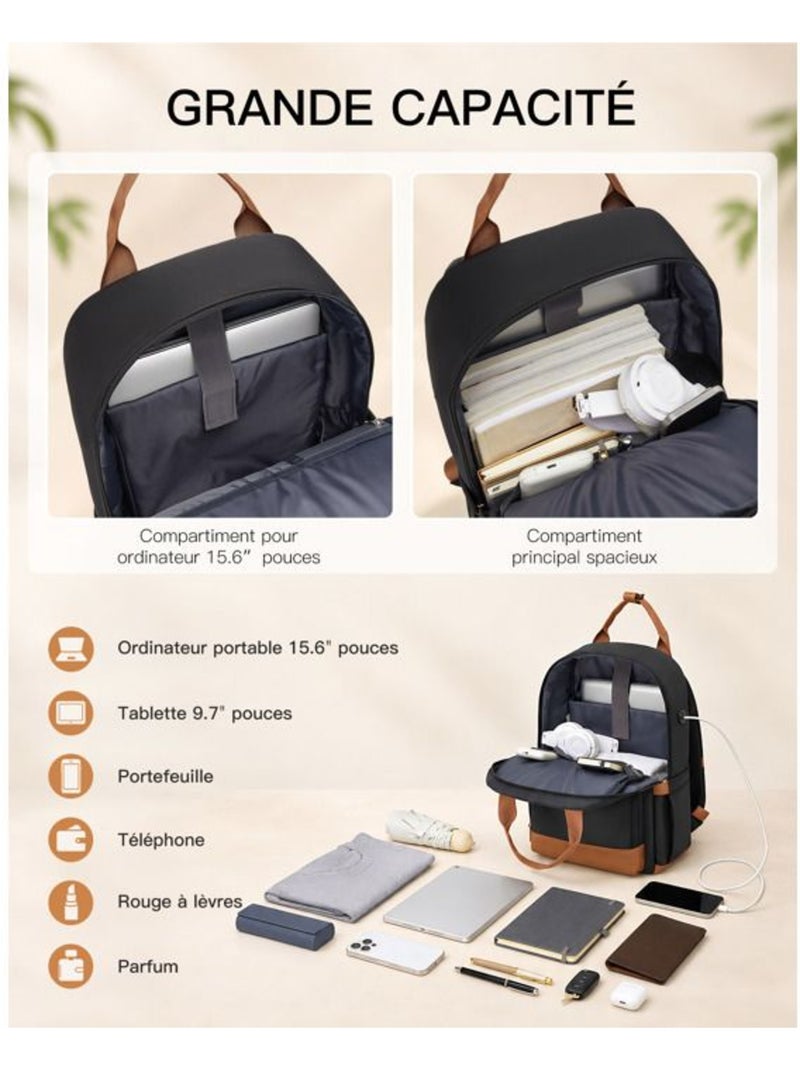 Sac à dos cabine 17 l - 41x29x15 cm compatible ryanair, pour ordinateur - kono Noir - Kiabi