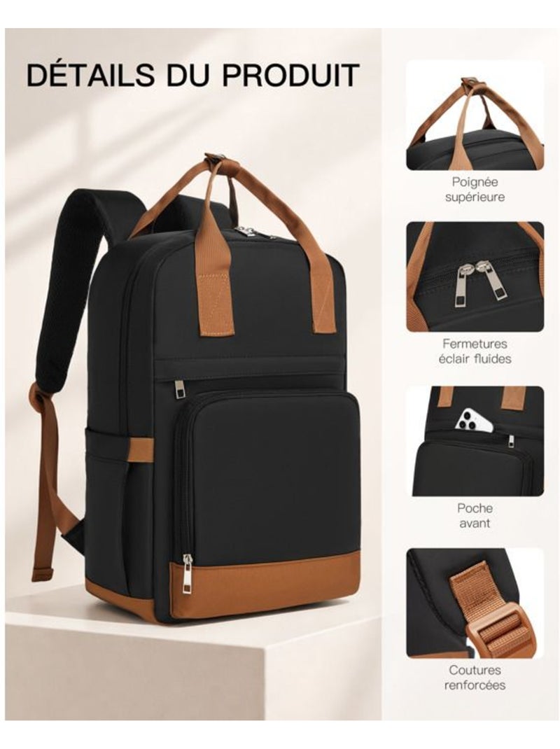 Sac à dos cabine 17 l - 41x29x15 cm compatible ryanair, pour ordinateur - kono Noir - Kiabi