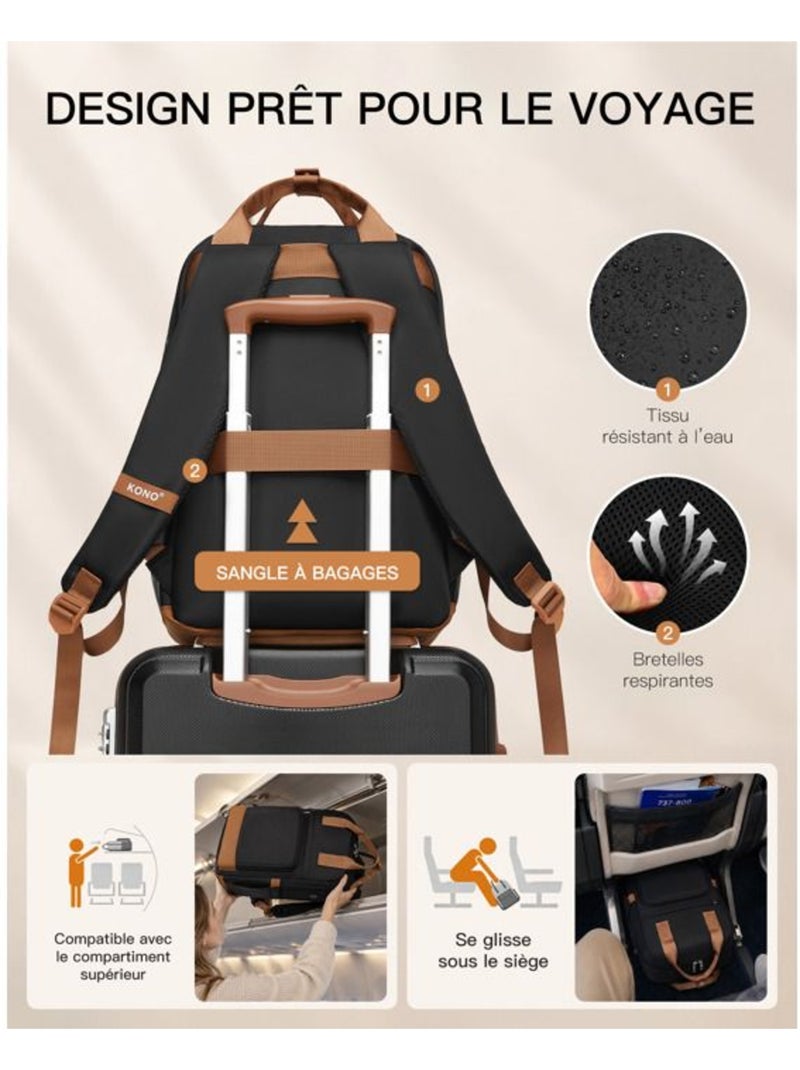 Sac à dos cabine 17 l - 41x29x15 cm compatible ryanair, pour ordinateur - kono Noir - Kiabi