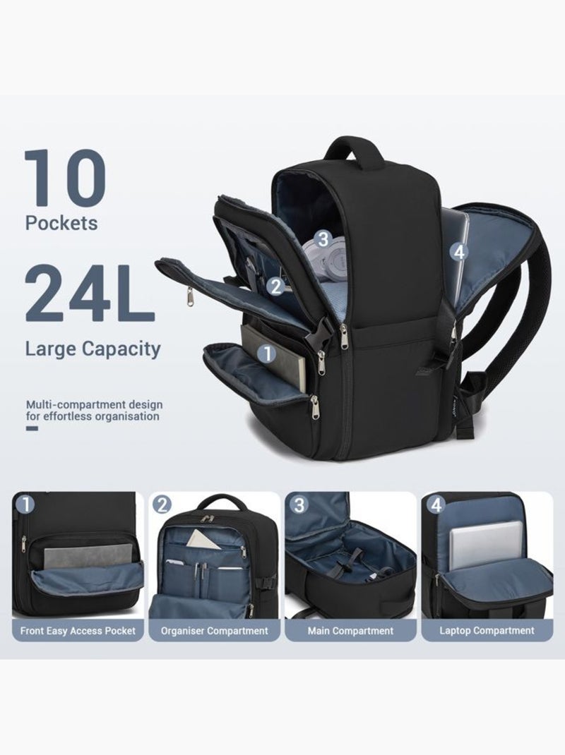 Sac à dos cabine 24 l - 40x30x20 cm nylon déperlant, pochette incluse - kono Noir - Kiabi