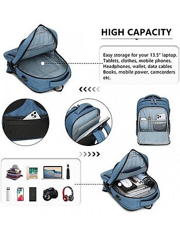 Sac à dos cabine 28x40x15 cm sous-siège avec port usb
