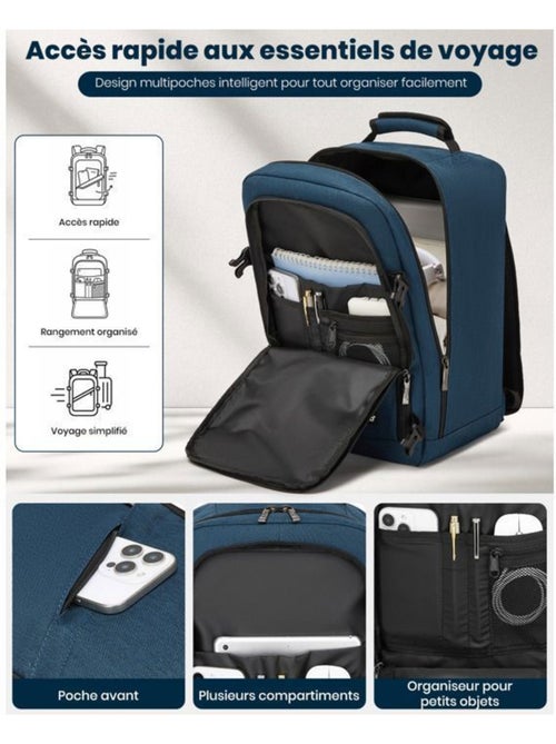 Sac à dos cabine 40x20x25 cm 20 l sous-siège ryanair - kono - Kiabi Sac à dos cabine 40x20x25 cm 20 l sous-siège ryanair - kono - Kiabi