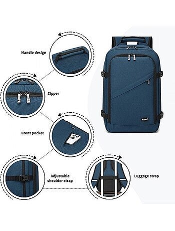 Sac à dos cabine 40x20x30 cm 24 l imperméable pc 15" - kono