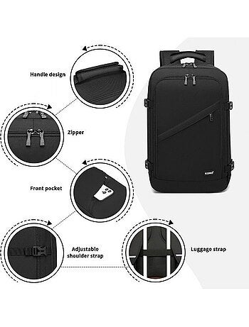 Sac à dos cabine 40x20x30 cm 24 l imperméable pc 15" - kono