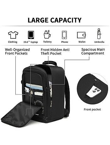 Sac à dos cabine 40x20x30 cm 24 l imperméable pc 15" - kono