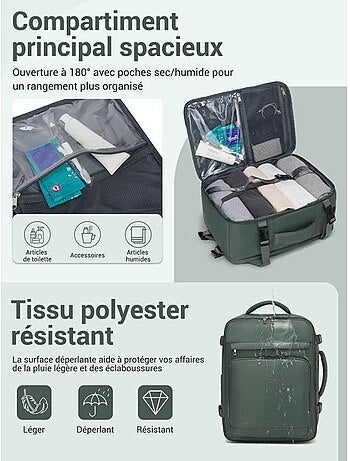 Sac à dos cabine 40x20x30 cm 24 l imperméable pc 15" - kono