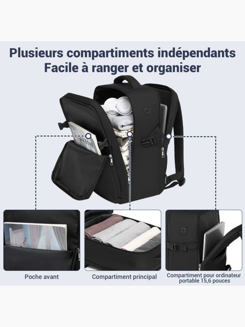 Sac à dos cabine 40x20x30 cm 24 l imperméable ryanair - kono Noir - Kiabi