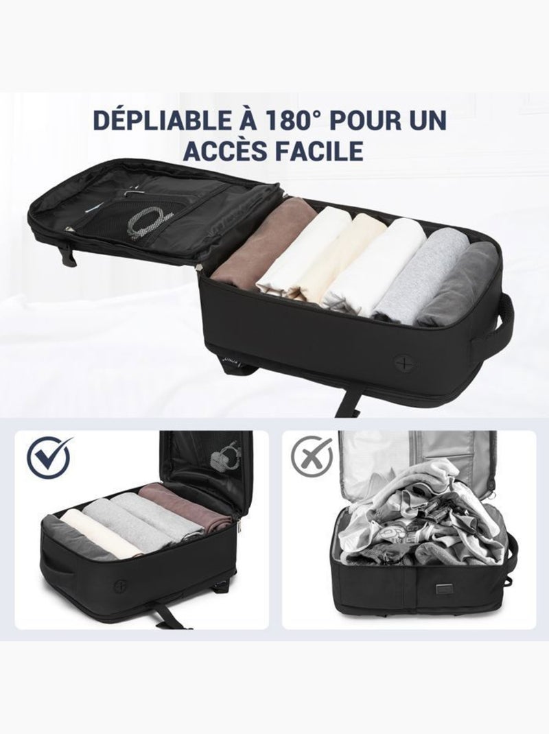 Sac à dos cabine 40x20x30 cm 24 l imperméable ryanair - kono Noir - Kiabi