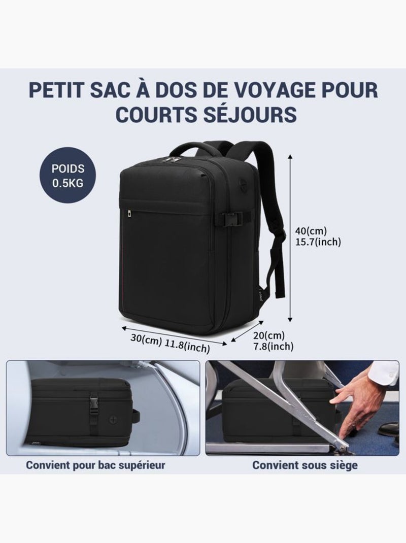 Sac à dos cabine 40x20x30 cm 24 l imperméable ryanair - kono Noir - Kiabi