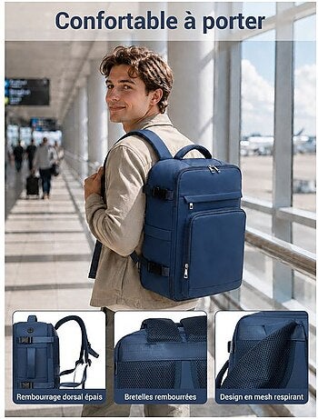 Sac à dos cabine 40x20x30 cm 24 l multi-compartiments - kono