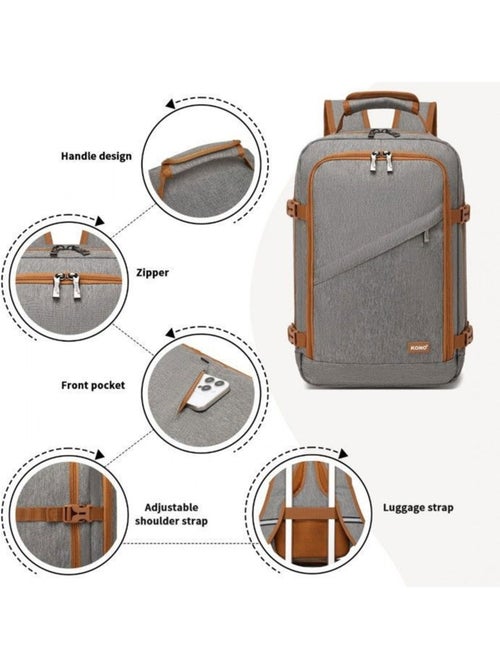Sac à dos cabine 40x20x30 cm 24 l multi-compartiments - kono - Kiabi