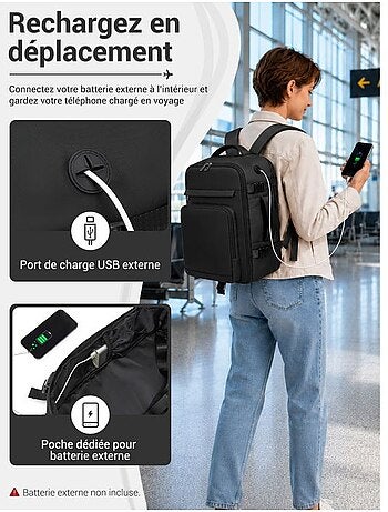 Sac à dos cabine 40x20x30 cm 24 l multi-compartiments - kono