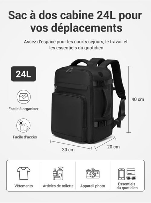 Sac à dos cabine 40x20x30 cm 24 l multi-compartiments - kono - Kiabi