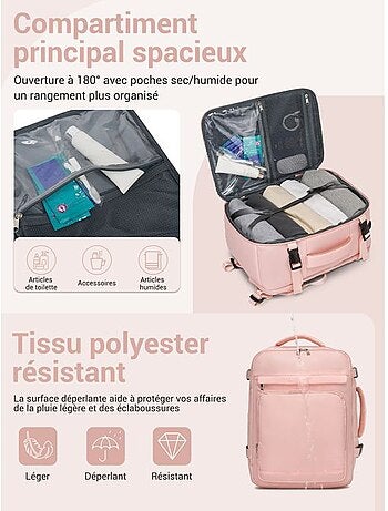Sac à dos cabine 40x20x30 cm 24 l multi-compartiments - kono