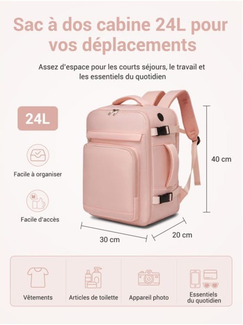 Sac à dos cabine 40x20x30 cm 24 l multi-compartiments - kono - Kiabi