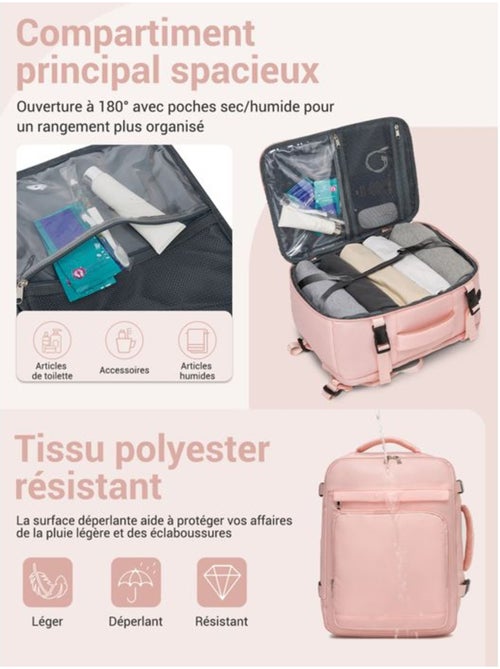 Sac à dos cabine 40x20x30 cm 24 l multi-compartiments - kono - Kiabi