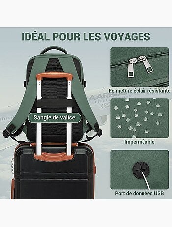 Sac à dos cabine 40x20x30 cm 24 l multi-compartiments - kono