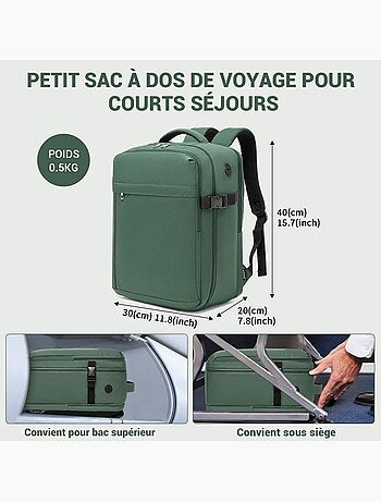 Sac à dos cabine 40x20x30 cm 24 l multi-compartiments - kono