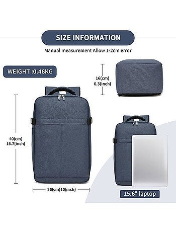 Sac à dos cabine 40x29x19 cm 15 l ryanair pour pc - kono