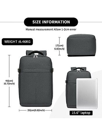 Sac à dos cabine 40x29x19 cm 15 l ryanair pour pc - kono