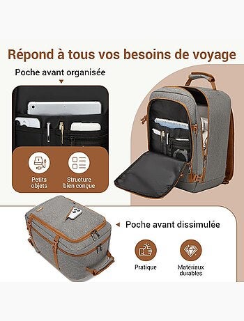 Sac à dos cabine 40x30x20 cm - bagage à main avec poche ordinateur - kono