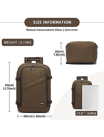 Sac à dos cabine 40x30x20 cm 24 l ryanair 530 g - kono