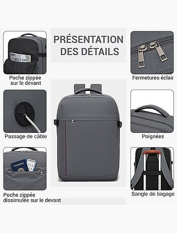 Sac à dos cabine 45x36x20 cm 32 l easyjet pour pc - kono