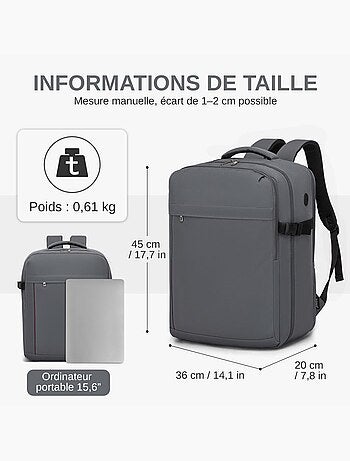 Sac à dos cabine 45x36x20 cm 32 l easyjet pour pc - kono