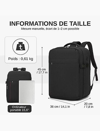 Sac à dos cabine 45x36x20 cm 32 l easyjet pour pc - kono