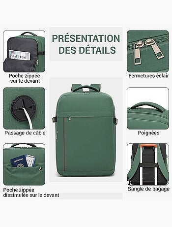 Sac à dos cabine 45x36x20 cm 32 l easyjet pour pc - kono