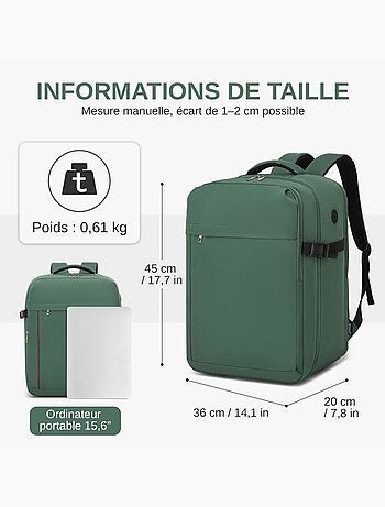 Sac à dos cabine 45x36x20 cm 32 l easyjet pour pc - kono