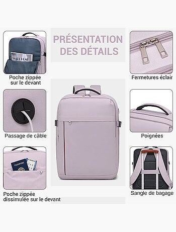 Sac à dos cabine 45x36x20 cm 32 l easyjet pour pc - kono