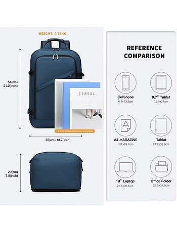 Sac à dos cabine 54x35x20 cm 38 l easyjet pour pc - kono