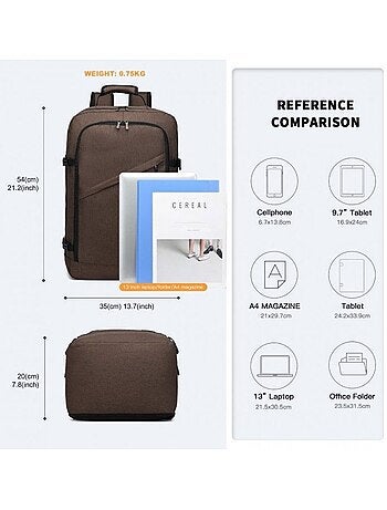 Sac à dos cabine 54x35x20 cm 38 l easyjet pour pc - kono