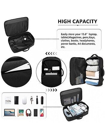 Sac à dos cabine 55x35x20 cm 38 l compartiment pc - kono