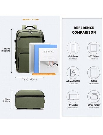 Sac à dos cabine 55x35x20 cm 38 l compartiment pc - kono