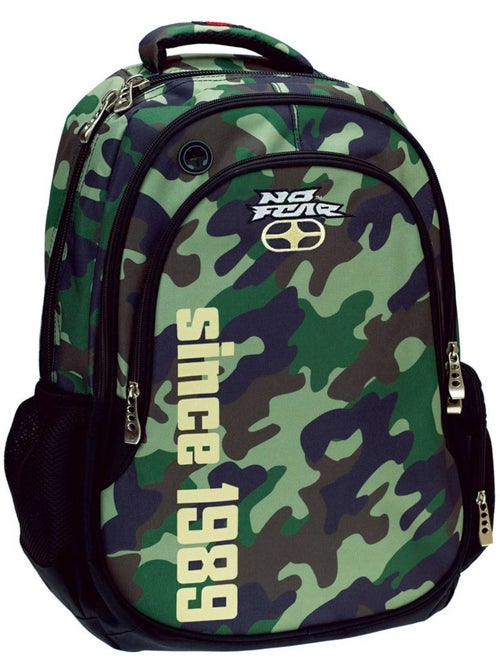 Sac à dos camouflage armée 45 cm à 2 compartiments zippés – No Fear - Kiabi Sac à dos camouflage armée 45 cm à 2 compartiments zippés – No Fear - Kiabi