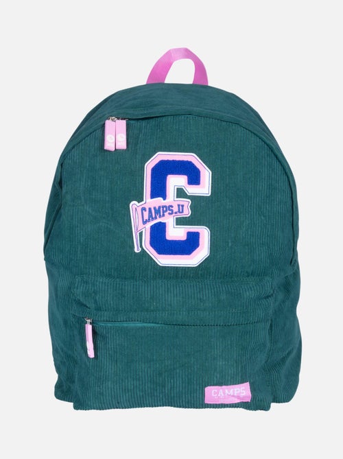 Sac à dos CAMPS vert en velours côtelé Corduroy - Kiabi