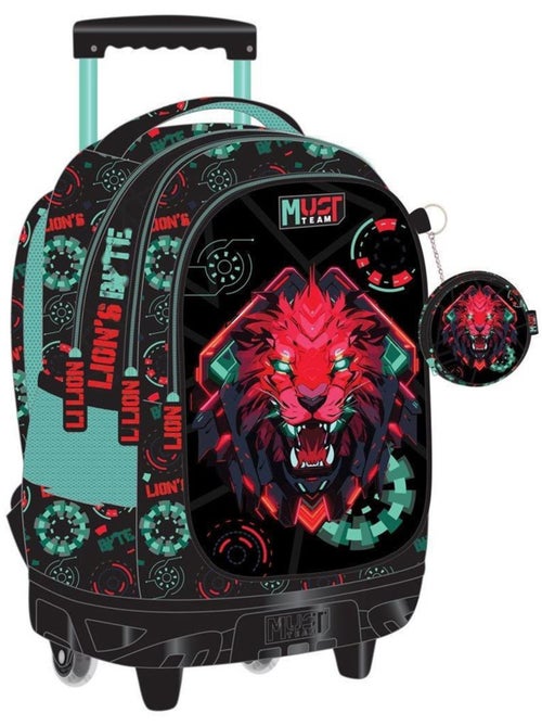 Sac à dos chariot 3 compartiments zippés motif lion – Must Team - Kiabi