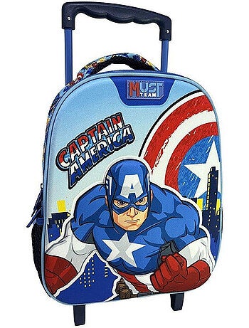 Sac à dos chariot maternelle 'Captain America' 2 compartiments 34x20x44 cm AVENGERS