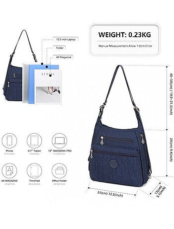 Sac à dos convertible 3 en 1 antivol imperméable 31x13x24 cm - kono