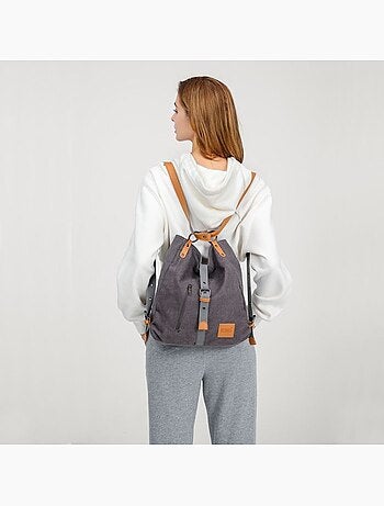 Sac à dos convertible en toile lavée grande capacité - kono