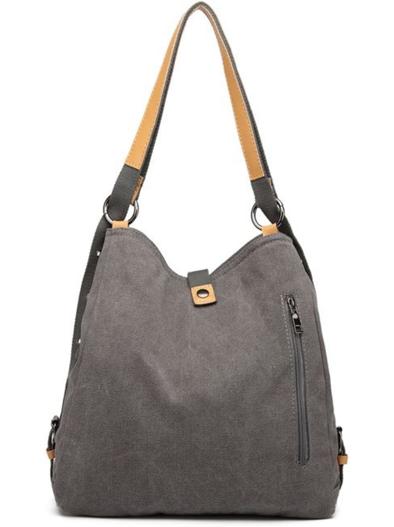 Sac à dos convertible en toile lavée grande capacité - kono Gris - Kiabi